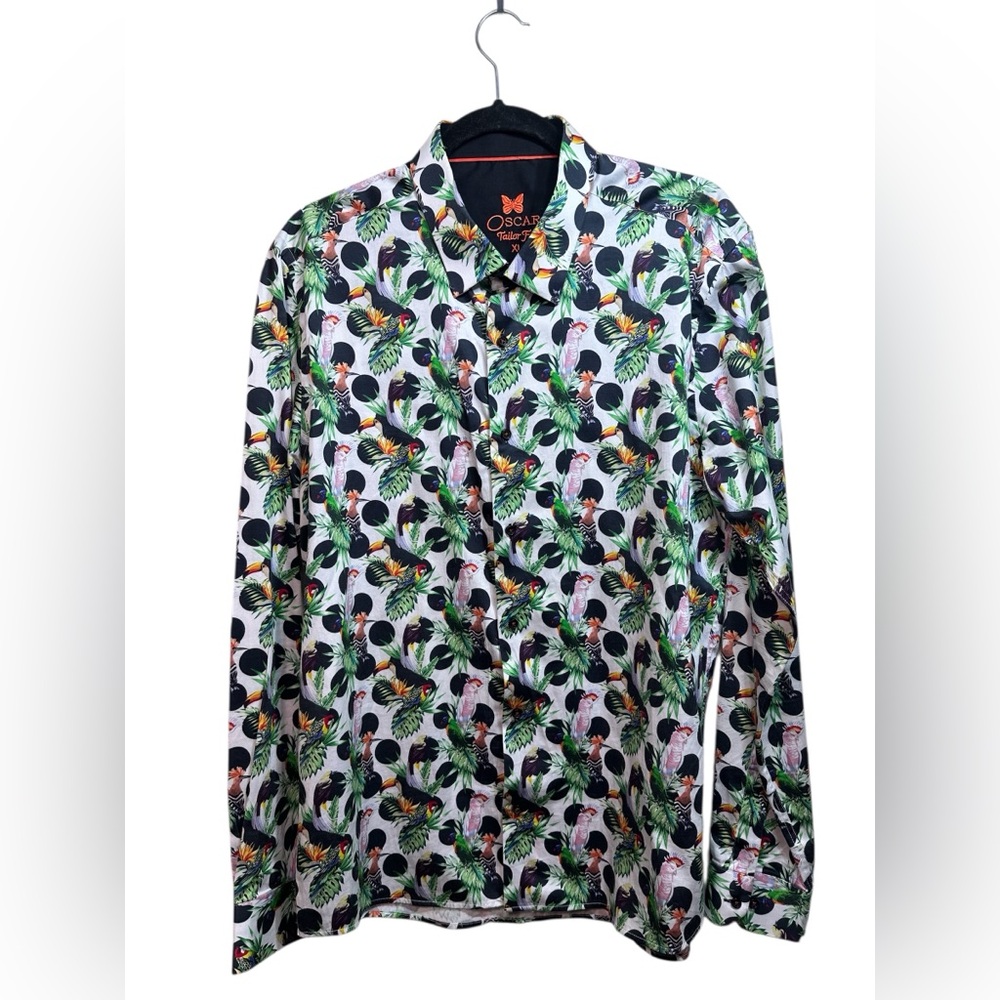 OSCAR de La Renta Collection Toucan Tropical Button Down Shirt XL Novelty